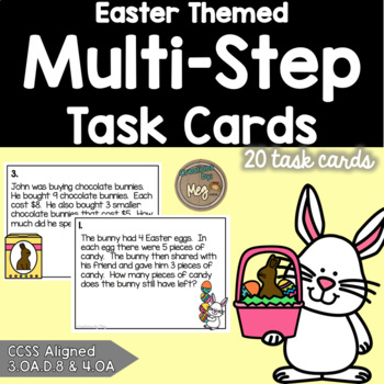 Preview of Easter Math: Multi-Step Word Problem Task Cards for Third and Fourth Grade
