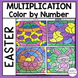 Easter Math Multiplication Coloring Sheets - Color by Number