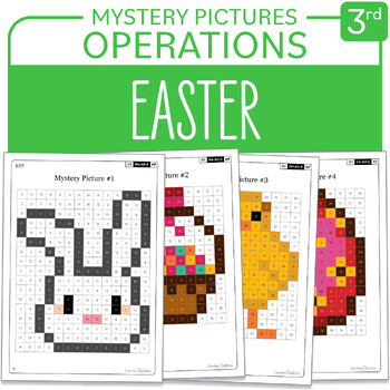 Preview of Easter Math Mystery Pictures Grade 3 Multiplications Divisions 1-9