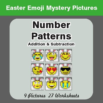 Easter Math: Number Patterns: Addition & Subtraction - Math Mystery Pictures