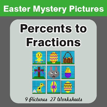 Easter Math: Percents to Fractions - Color-By-Number Math Mystery Pictures