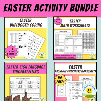 Preview of Easter Math Phonemic Awareness Unplugged Coding & Sign Language Activity Bundle