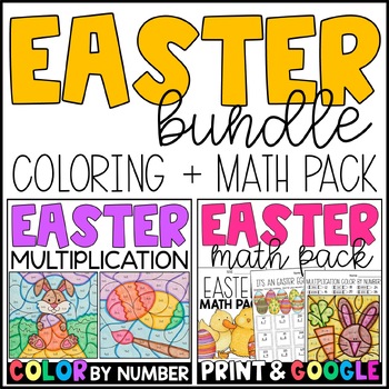 Preview of Easter Math Practice and Multiplication Color by Number with GOOGLE Slides