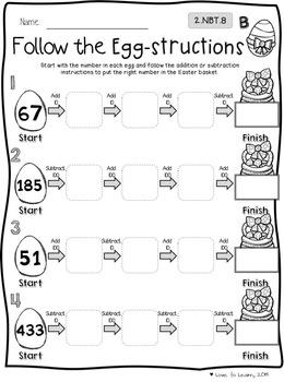Easter Math Printables - Differentiated for 2nd Grade | TpT