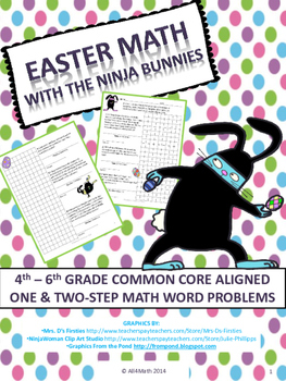 Preview of Easter / Spring Math Problems - Ninja Bunnies: Common Core Aligned 4th-6th Grade