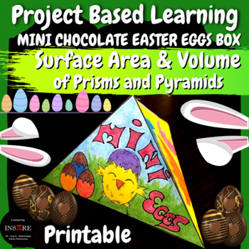 Preview of Easter Math Project Based Learning PBL Surface Area & Volume of Prisms Pyramids