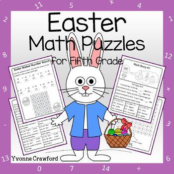 Preview of Easter Math Puzzles | 5th Grade | Math Skills Review | Math Enrichment