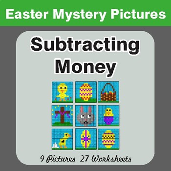 Easter Math: Subtracting Money - Color-By-Number Math Mystery Pictures