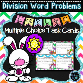 Preview of Easter Math Task Cards  | Division Word Problems 3rd Grade