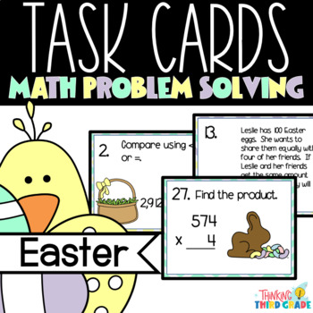 Preview of Easter Math Task Cards | Problem Solving Spiral Review Math Centers