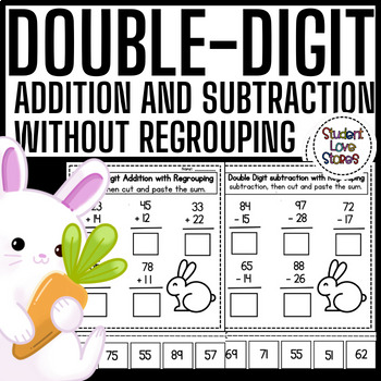 Preview of Easter Math, Two Double-digit addition and subtraction without regrouping