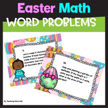 Preview of Easter Math Activities Word Problem Task Cards Spring Test Prep