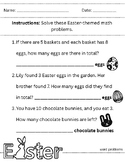Easter Math Word Problems, Printable with Answer Key - Add, Subtract, Multiply