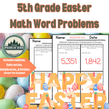 Preview of Easter Math Word Problems for 5th Graders