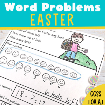 Preview of Easter Addition and Subtraction Word Problems for First Grade 1.OA.A.1