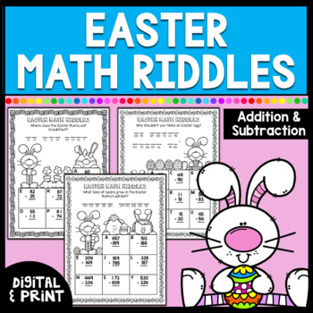 Preview of Easter Math Worksheets | Add. & Sub. | Print & Google Classroom