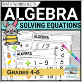 Easter Algebra Worksheets - Solving One Step and Two Step 