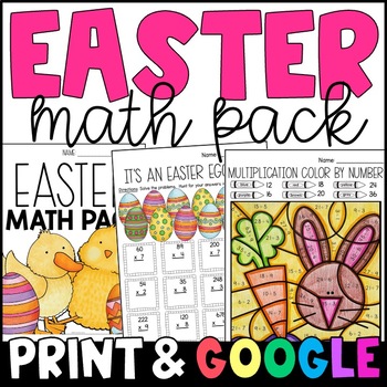 Preview of Easter Math Worksheets - Spring Math Practice with GOOGLE Slides