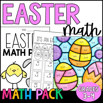 Preview of Easter Math Worksheets: Spring Math Practice and Easter Coloring Pages