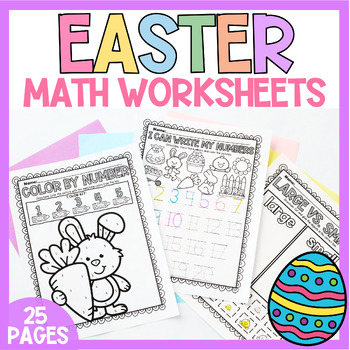 Preview of Easter Math Worksheets for Preschool Kindergarten Activities Spring Printable