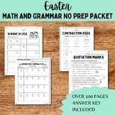 Easter Math and Grammar Worksheet No Prep Packet