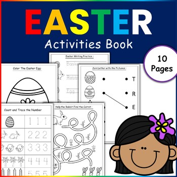 Preview of Easter Math and Literacy Activities: Number Counting, Trace, Additions, Puzzles