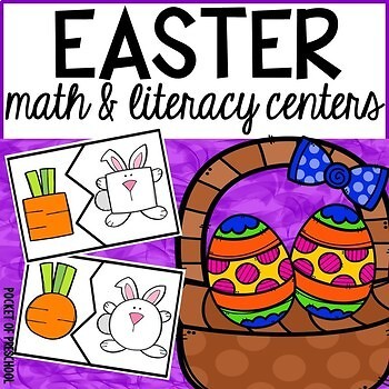 Preview of Easter Math and Literacy Centers for Preschool, Pre-K, and Kindergarten