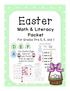 Preview of Kindergarten Easter Math and Literacy Packet