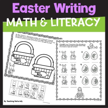 Preview of Easter Math, Literacy, & Writing Activities Worksheets Spring NO Prep Printables