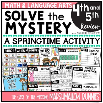 Preview of Easter Math and Reading Mystery Challenge Activity