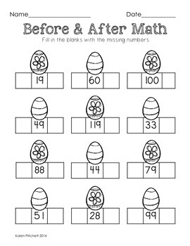 Easter Math - graphing, missing number, counting on, & ten frames