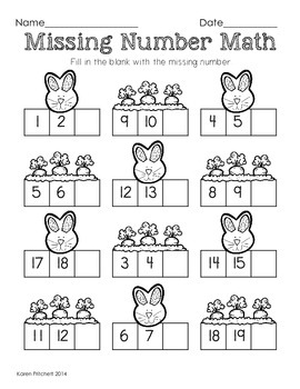 Easter Math - graphing, missing number, counting on, & ten frames