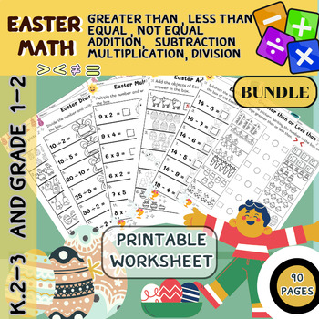 Preview of Easter Math worksheet for Kindergarten and student elementary grade 1-3