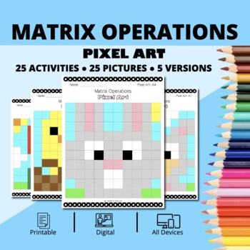 Preview of Easter: Matrix Operations Pixel Art Activity