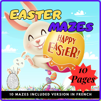 Preview of Easter Maze: Book for Kids and Adults / Easter Mazes Activity book in French