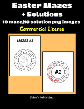 Preview of Easter Maze Images (10 maze / 10solution PNG files) - COMMERCIAL USE LICENSE