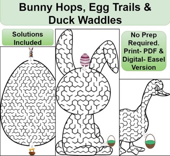 Preview of End of Year Activities BunnyHops, EggTrails & DuckWaddles-No Prep Print & Easel