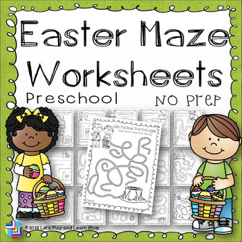 Preview of Easter Maze Worksheets (Preschool)