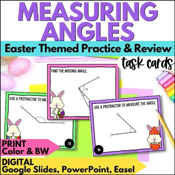 Preview of Easter Measuring Angles Task Cards - Spring Math Practice and Review Activities
