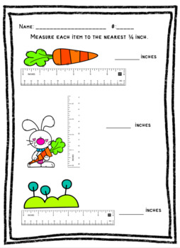 Preview of Easter Measuring Inches Nearest Half and Quarter Differentiated Worksheets
