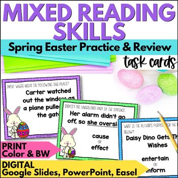 Preview of Spring Reading Centers Task Cards, Easter Reading Skill of the Day or Warm-Ups