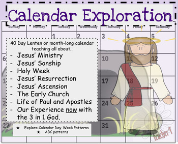 Preview of Easter Month Calendar // Lenten 40 day pocket chart