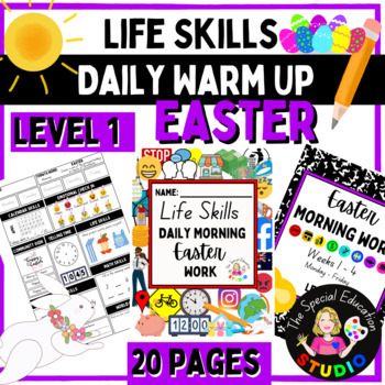 Preview of Easter Morning Work Activities, Daily Warm Ups Special Education Life Skills L1