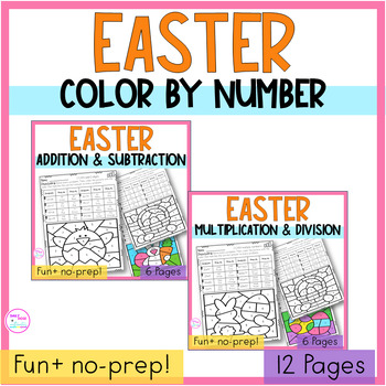 Preview of Easter Multidigit Addition Subtraction Multiplication Division Coloring