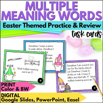 Preview of Spring Multiple Meaning Words Task Cards - Homonyms Spring Vocabulary Practice