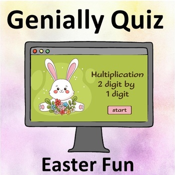 Preview of Easter Multiplication 2 digit by 1 digit. Interactive quiz