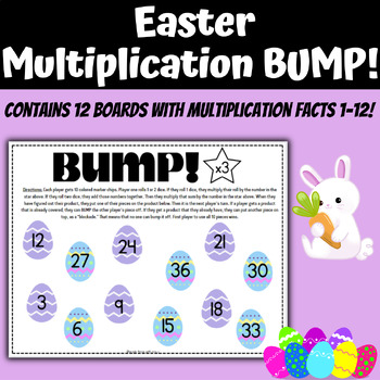 Preview of Easter Multiplication BUMP | Easter Egg Math Fact Game |Springtime Math Activity