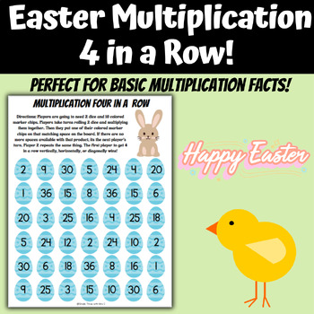 Preview of Easter Multiplication Center |Spring Math Fact Game | Multiplication 4 in a Row