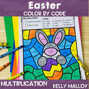 Preview of Easter March Spring Coloring Pages Multiplication Color by Number Bunny Eggs