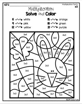 easter multiplication coloring worksheets solve and color by dovie funk